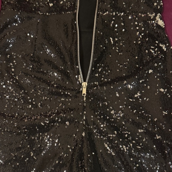 Miss Selfridge Black Sequin Long Sleeve Romper Dress Shorts Dressy Cocktail 6 - Picture 5 of 11